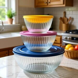 Pyrex 100 YEAR Anniversary LTD EDITION MIXING BOWLS (set of 3) 7401 7402 7404